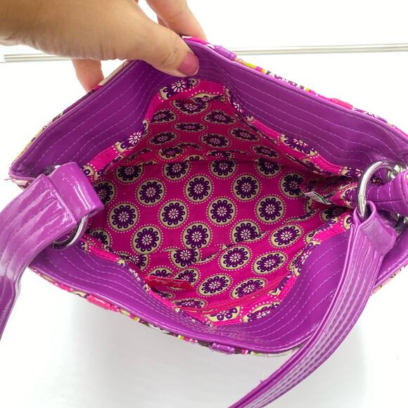 Vera Bradley Very Berry Purple Paisley Over Shoulder Purse Retro Y2K - Picture 8 of 9